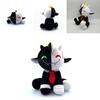 Adorável Novo Ranboo Sentado Fofo Brinquedo de Pelúcia Boneca Ovelha Sorridente Preta e Branca Para Crianças