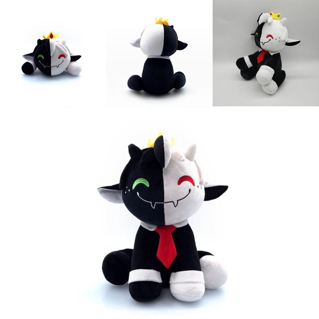 Adorável Novo Ranboo Sentado Fofo Brinquedo de Pelúcia Boneca Ovelha Sorridente Preta e Branca Para Crianças