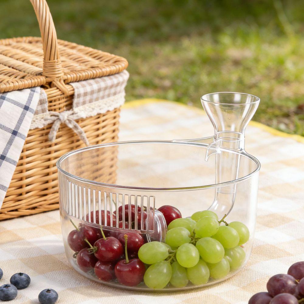 Plast Automatisk Tvättskål Transparent Grönsaks-sköljare Behållare Frukt-svarvare Utomhus