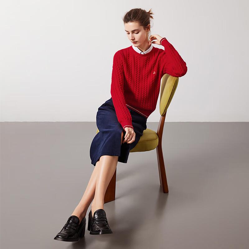 Navicare Women's Solid Long-Sleeve Round-Neck Wool Sweater