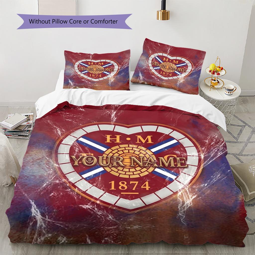 Set Piumone Biancheria da Letto con Motivo a Cuore e Calcio Nome Personalizzato Copripiumone Federe Regalo di Compleanno per la Casa(1 * copripiumino + 2 * federa, senza nucleo)