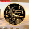 2D flach 20*20cm 1 Stück Ramadan Kareem Goldene Mond&Laternen Muster Schöne Islam Muslimische Partyzubehör, Geeignet zum Aufhängen an der Decke Runde Holzornament