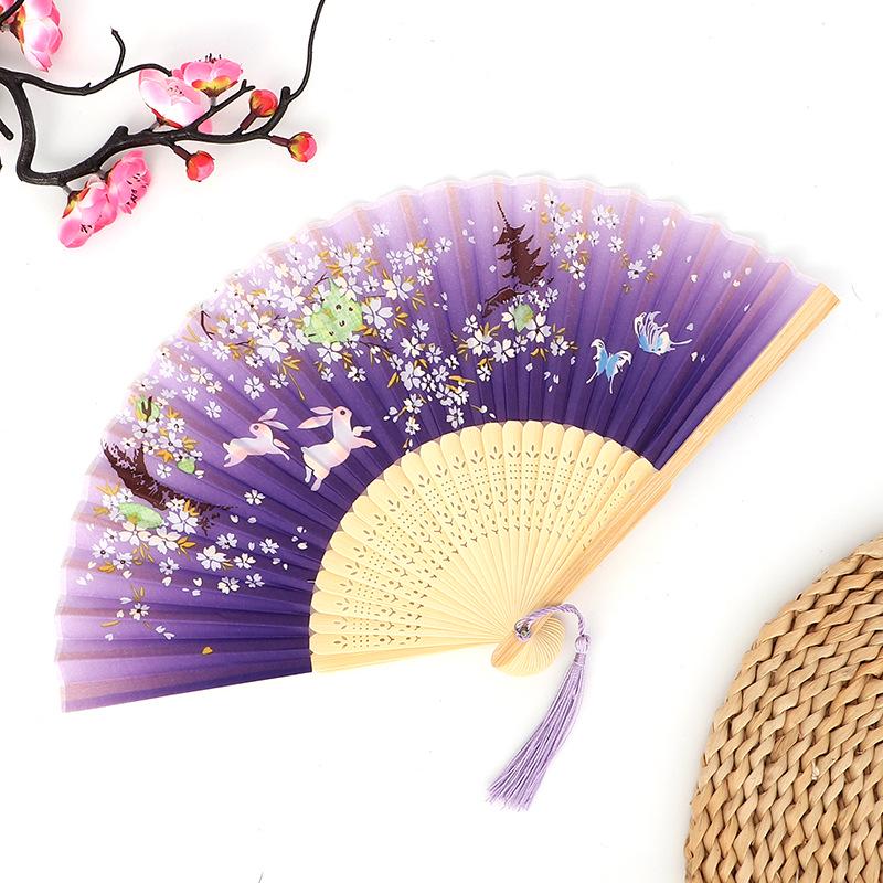 Hanfu skládací vějíř pro ženy inspirovaný japonským a čínským stylem – Scénický tanec bambusový styl