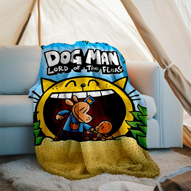 Dog Man Theme Printed Blanket - Perfect for Couch, Bed, Travel & Outdoor Use | Machine Washable, Cozy & Durable.