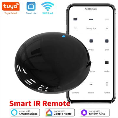 Control remoto inteligente por infrarrojos Tuya WiFi, aplicación Smart Life, reemplaza TV, DVD, AUD, control remoto de CA, funciona con Alexa y Google Home.