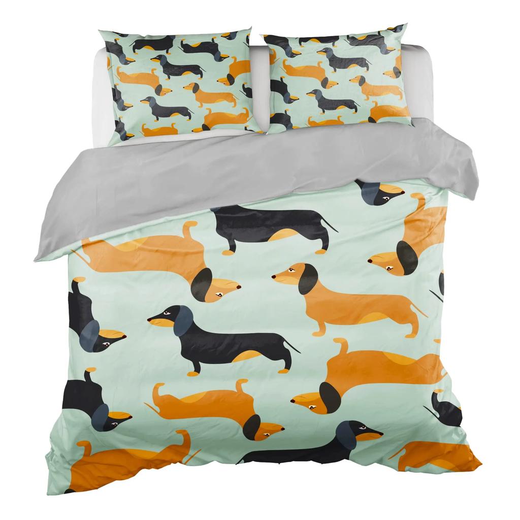 Black And Brown Dachshund Sausage Duvet Cover Cartoon Puppy Dog Bedding Set Kids Boys Gifts Bedspread Cover Bedroom Decoration