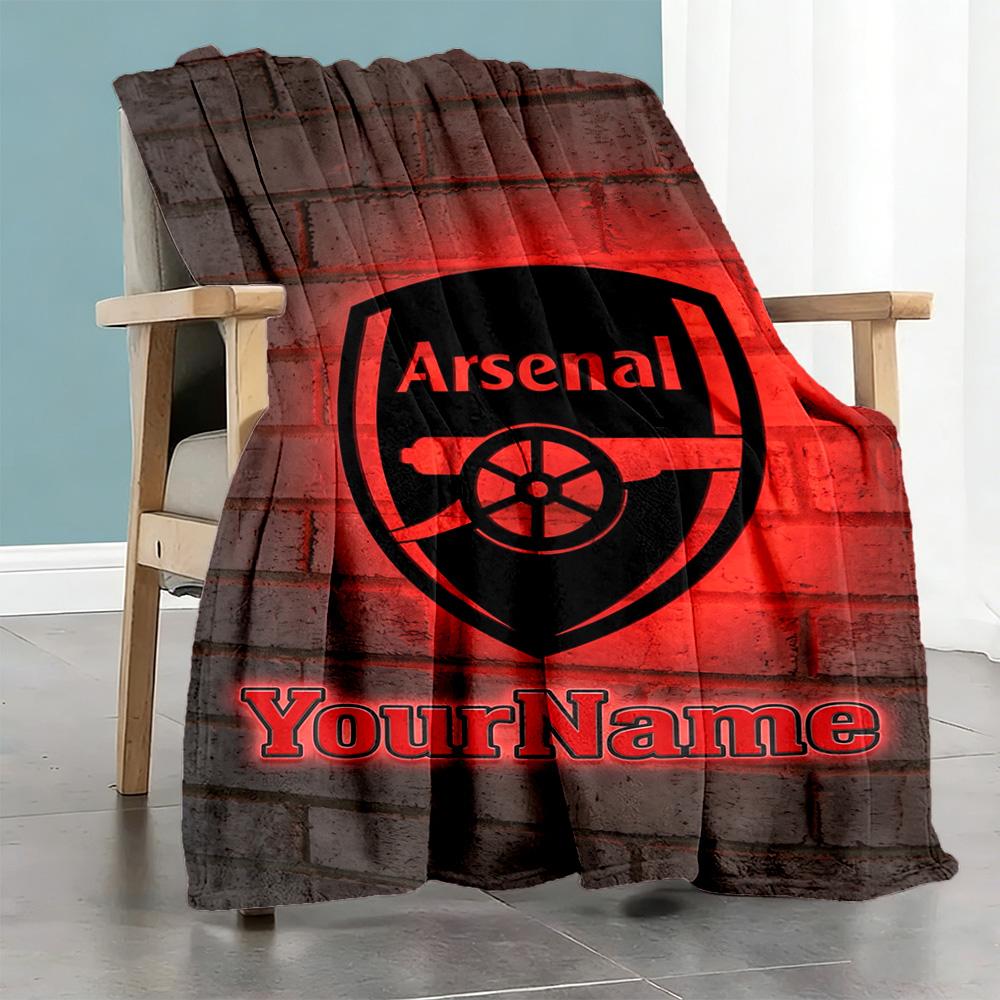 Arsenal Personalized Text Blanket Gift Customizable Blanket Warmthful Decor Great for Office Chair Seaside Picnics Couch Ideal for All Seasons