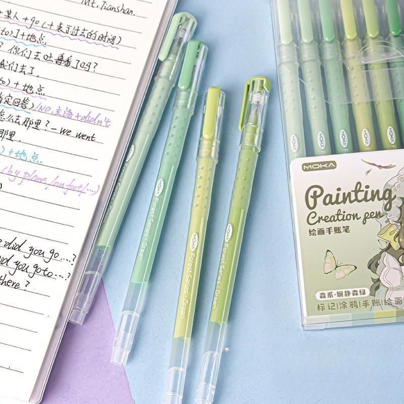 9pcs Romantic Multi Color Pens Set Gel Ink Vintage Marker Liner 0.5mm Ballpoint Stationery Gift