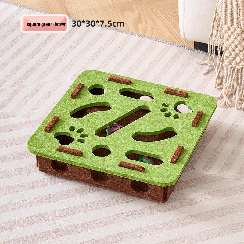 Interactive Felt Box Cat Toy with Teasing Bell Ball – Self-Play & Puzzle Maze for Boredom Relief
