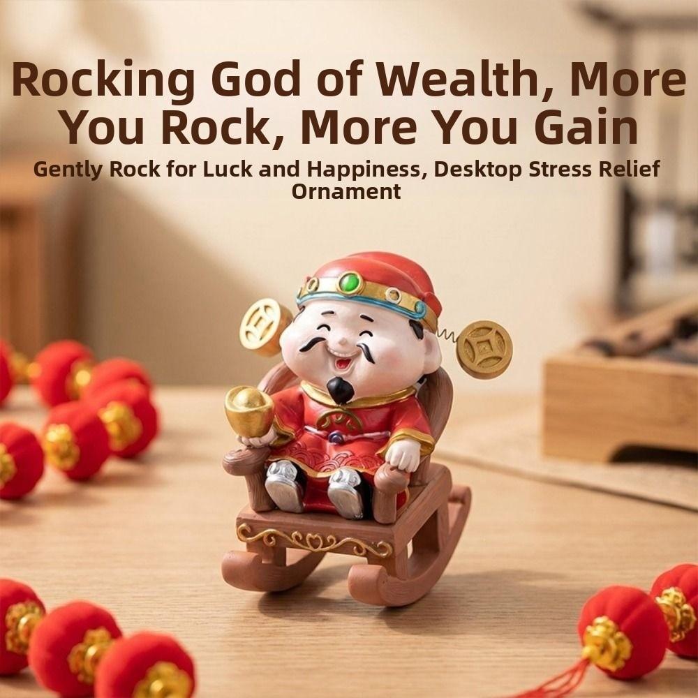 Resin God of Wealth Ornament Best Wishes Fortune Desktop Decoration Workstation Ornament