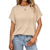 2026 Sommer Damen Einfarbig Locker Rundhals Kurzarm T-Shirt