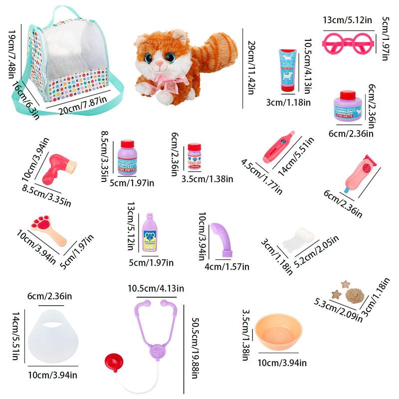 Haustierpflege-Spielset, Arzt-Set, Kinder-Arzt, Rollenspiel, Tierarzt, Katzenpflege, Spielzeug, Welpen-Hundeträger, fütternder Katzen-Rucksack