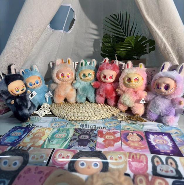 Popular Labubu Plush Keychains Trendy Play Rabub Soft Short Plush Doll Toy Cute Cartoon Pendant for Schoolbag Handbag Car