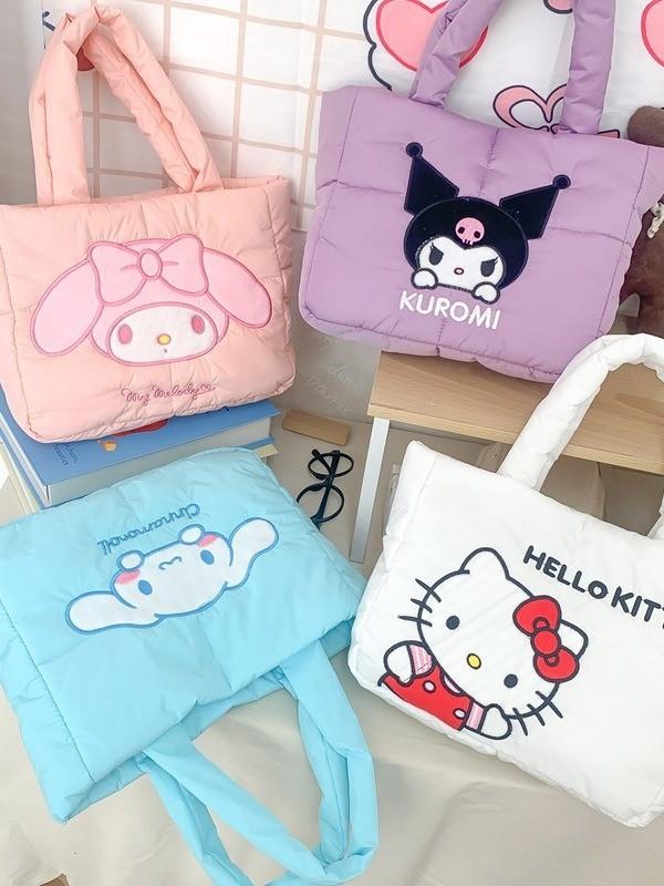 Kuromi Cute Embroidered Nylon Small Shoulder Bag For Daily Use