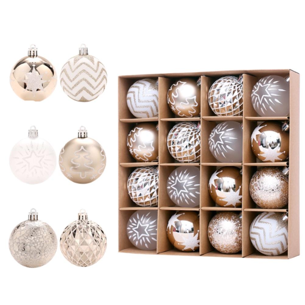 16Pcs New Electroplated Transparent Christmas Ball Bauble Set Hanging Ornament For Xmas Tree Indoor Home Party Festive Decor
