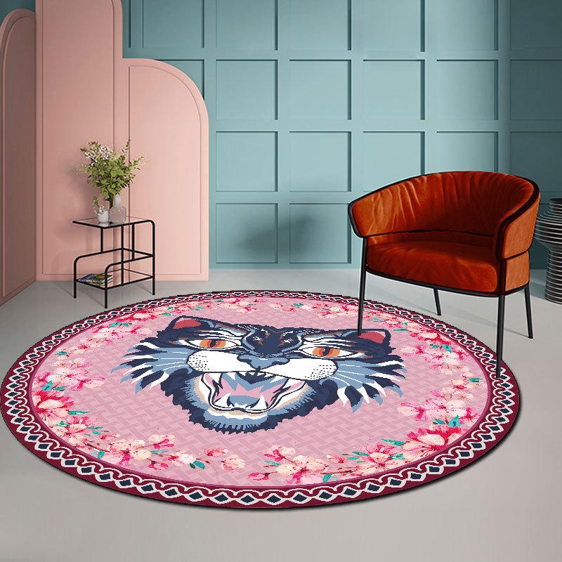 Bubble Kiss American Style Girl Room Round Carpet Pink Wild Cat Head Pattern Bedroom Rug Home Balcony Sofa Decor Floor Carpet