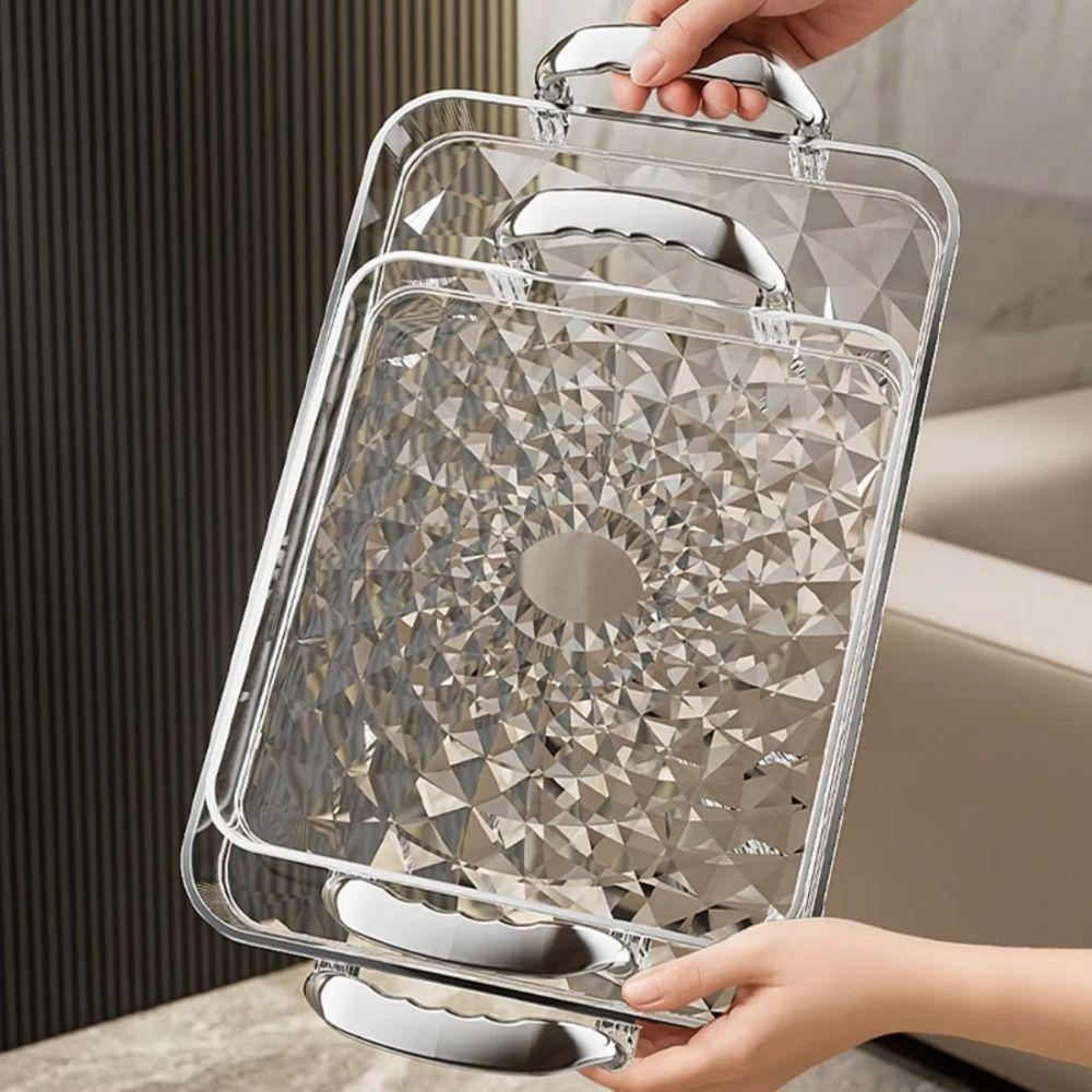 Clear Dessert Fruit Tray Large Capacity Jewelry Tray New Snack Plate  Home Kitchen Organizer