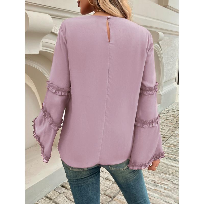 Bluză de toamnă și iarnă pentru femei, nouă, temperament celebritate, largă, evazată, cu mâneci lungi