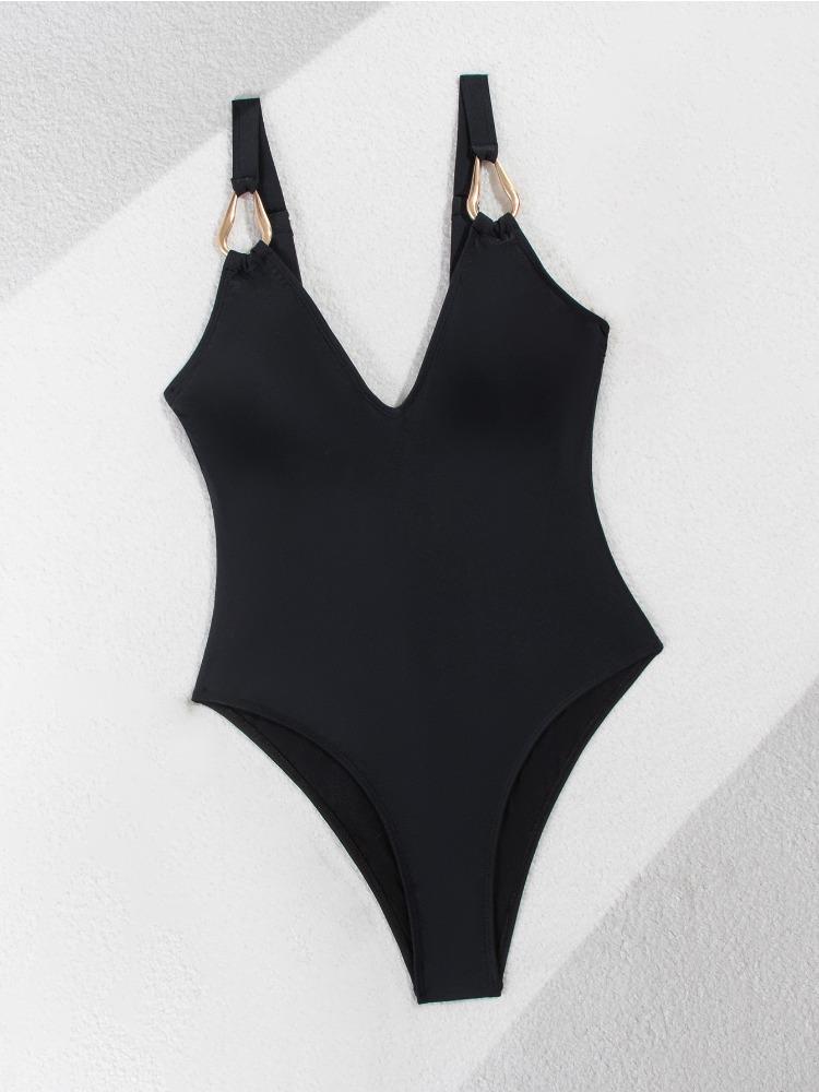 

Solid Color One Piece Sexy Backless Bikini Swimsuit Women Fashion Elegant Beach Vacation Wear S