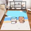 Adorable Cartoon Bear and Panda Walking by the Beach Pattern On a Cute Carpet Suitable for Use As an Anti-slip1 For1room and Bedroom Sofas