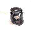 Ceramic Hand Type Aroma Diffuser Oil Burner with Lemon Grass Oil 10ml (Black)