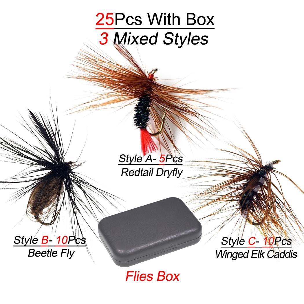

5/10/25/шт/кор. 3 разных стиля нахлыстовая приманка для форели с крючком нахлыстовая нимфа сухие мухи рыболовные мухи приманка для насекомых 25Pcs/3 Mixed Styles(with Box)