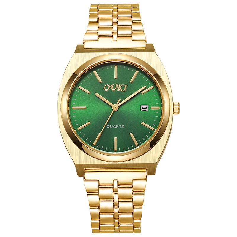 Ouki Mens Stainless Steel Watch With Quartz Movement And Calendar For Business Casual Wear
