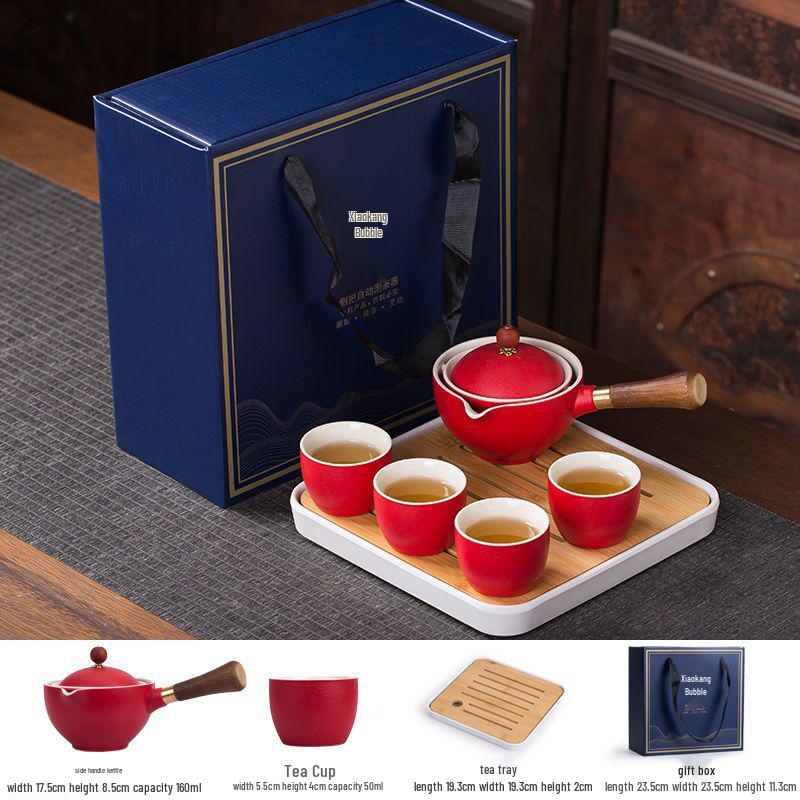 Portable Travel Kung Fu Tea Set: 1 Pot & 4 Cups in Gift Box, Custom Logo Option
