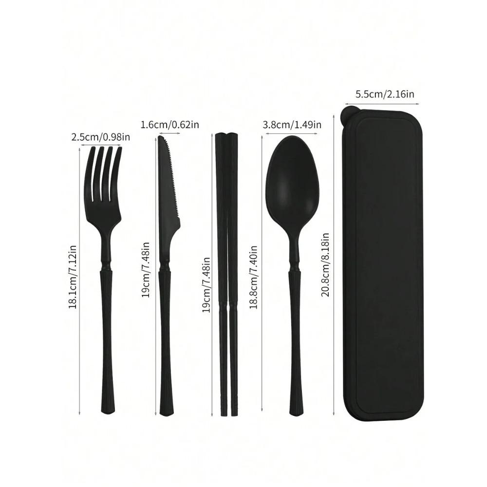 1pcs Knife, fork, spoon and chopsticks plastic tableware set, reusable, suitable for picnics, camping, and student supplies