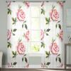 Rose Watercolor Background Sheer Curtains For Living Room Window Transparent Voile Tulle Curtain Bedroom Drapes Home Decor