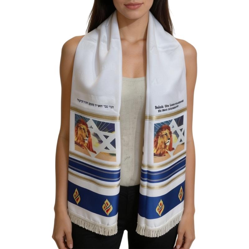 Sciarpa Giudaica Tradizionale Lunga 160cm Tessuto Leggero in Poliestere Sciarpa Tallit Per la Preghiera e l'Uso Quotidiano