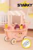Wooden ice cream shop for children, toy, trolley on wheels, ice cream scoops, sticks