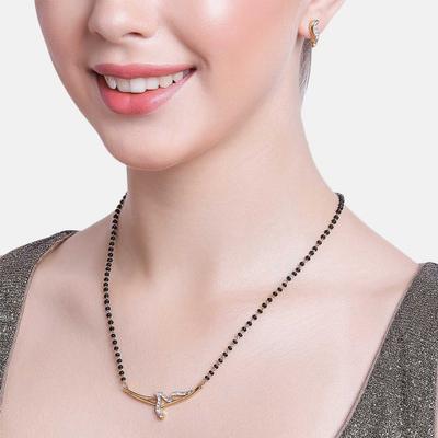 Exquisite Gold Plated Mangalsutra Necklace Set for Women with Austrian Crystals