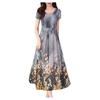Women Fashion Summer Lady Elegant  Short Sleeve Retro Printing Dress