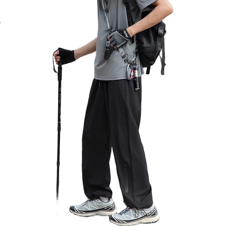SWAMP AREA Outdoor Lightweight Quick-Dry Hiking Pants for Men, Spring And Summer Waterproof Straight-Leg Cargo Pants WS098 Matte Black XL