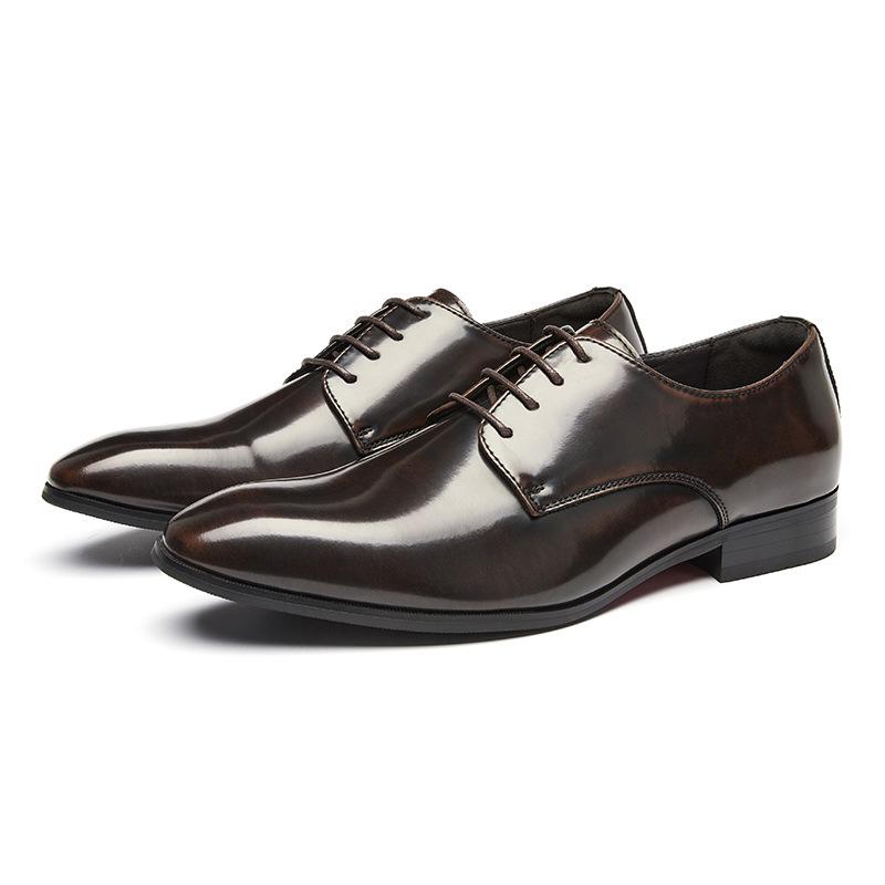 Men's Genuine Leather Business Formal Derby Shoes - 2024 Summer British Style, Pointed Toe for Weddings and Grooms