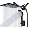 Soffione Doccia Pioggia Multifunzione ad Alta Pressione da 8 Pollici con Doccetta Manuale, Combinazione con Braccio Estensibile Regolabile ad Angolo da 11''/Regolatore di Flusso/Sistema Doccia