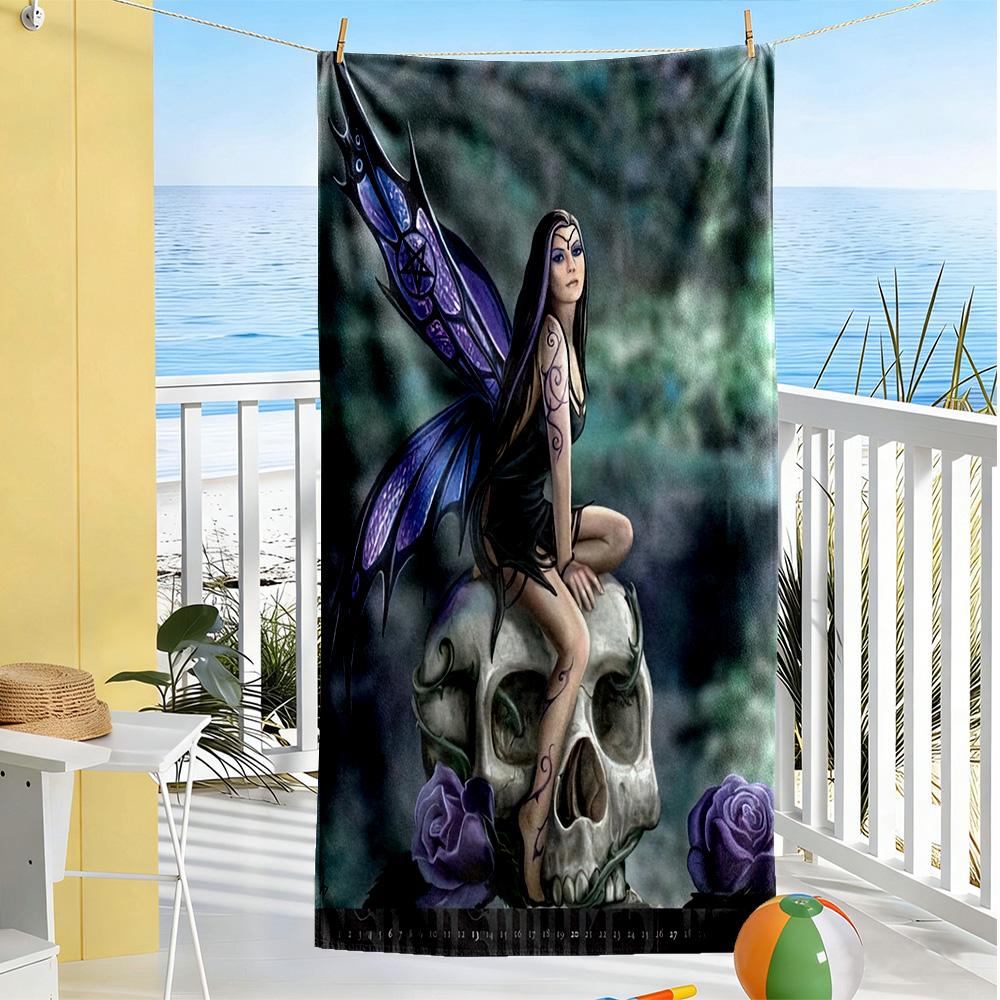 Gothic Style Beach Towel Soft Durable Quick-Dry Comfortable Lightweight Portable for Swimming,Beach,Camping, Travel, Beach Accessories,Gym
