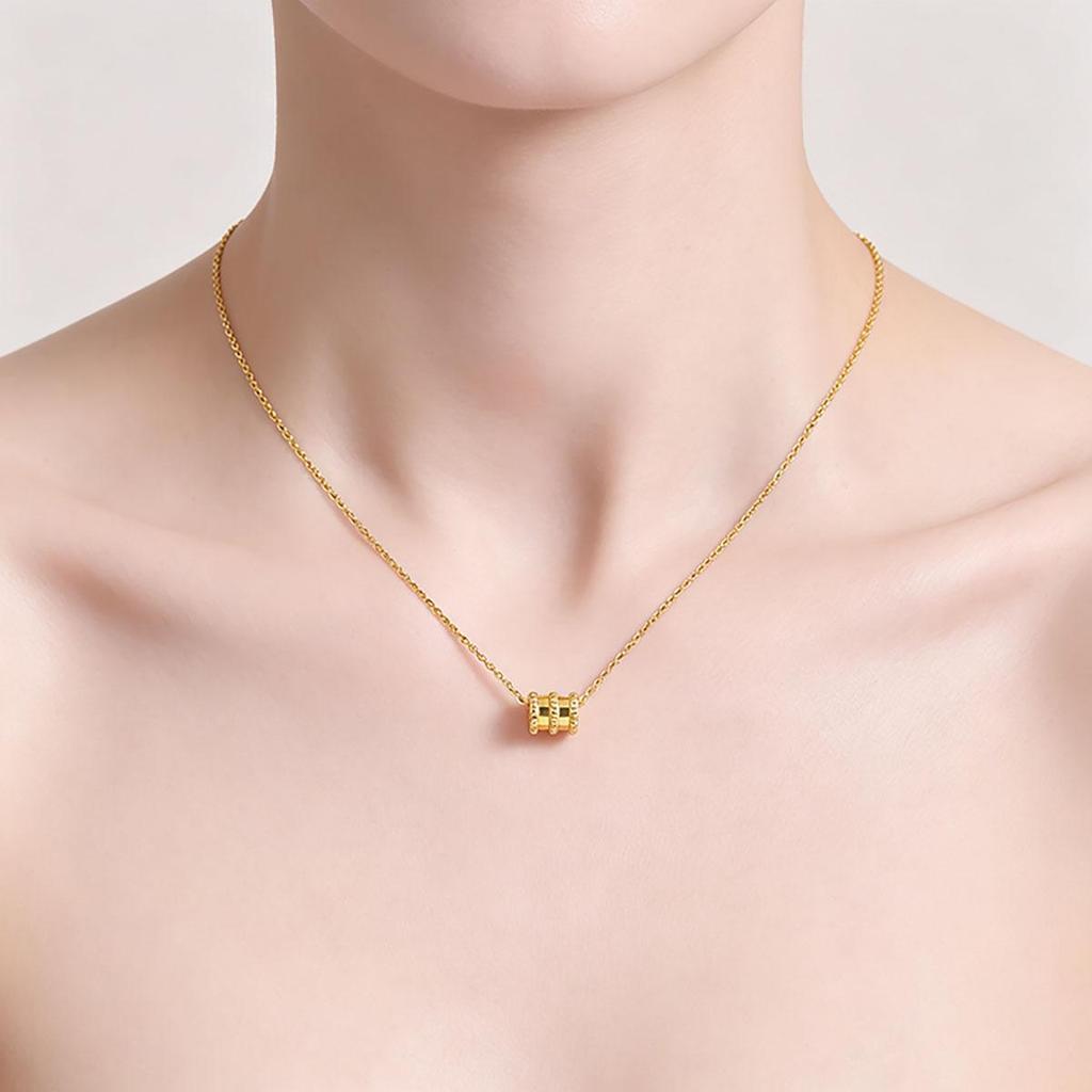 Canton Tower Gold Necklace Women's Fashion Trendy Lucky Wheel Pendant Necklace Versatile Cool Style Pendant