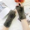 Real Mink Fur Gloves Winter Women's Half Finger Fur Gloves Thickened Handmade Mink Fur Gloves Lady Outdoor Warm Fur Gloves