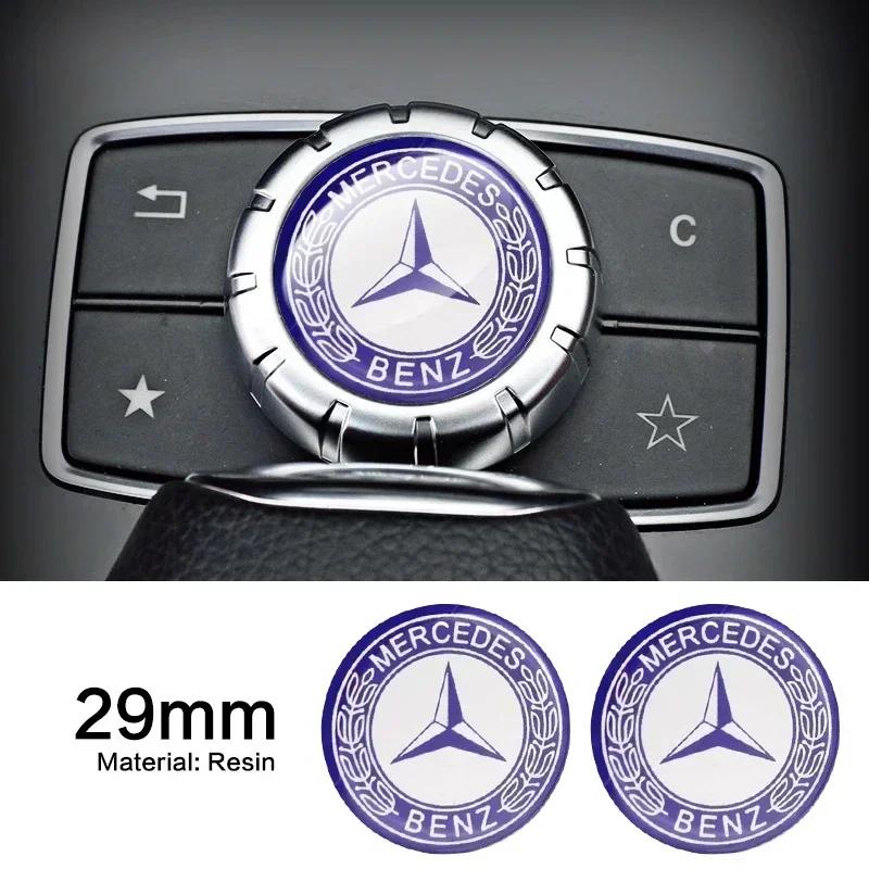 2025 For Mercedes-Benz 1pcs 29mm Car Small Media Control Sticker For Mercedes Benz A C E R M class CLA GLA AMG W204 W210 W124 W