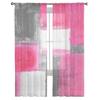 Oil Painting Abstract Texture Pink Bedroom Transparent Sheer Curtains Holiday Decoration Window Voile Tulle Curtain