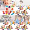 Colorful Aa Geometry Shape Matching Toy Set Wooden Building Blocks For Babies And Toddlers
