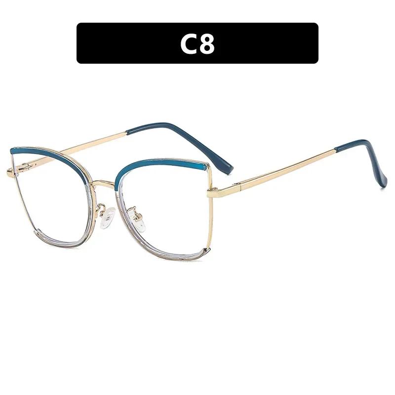  Retro Oversized Cat Eye Women Metal Glasses Frame Fashion Clear Anti-Blu-Ray Eyewear Men Optical Computer Square Frames