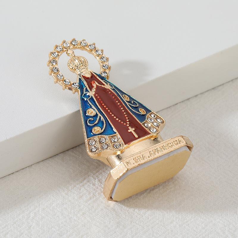 Alloy Prayer Cross Figurine Polished Shiny Surface Religious Statue for Bedroom Living Room Desktop Home Decoration