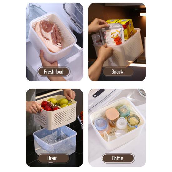 Fruit Storage Boxes for Fridge Leak-proof Produce Containers with Removable Colander And Divider Food Container for Vegetables And Fruits Meal Prep