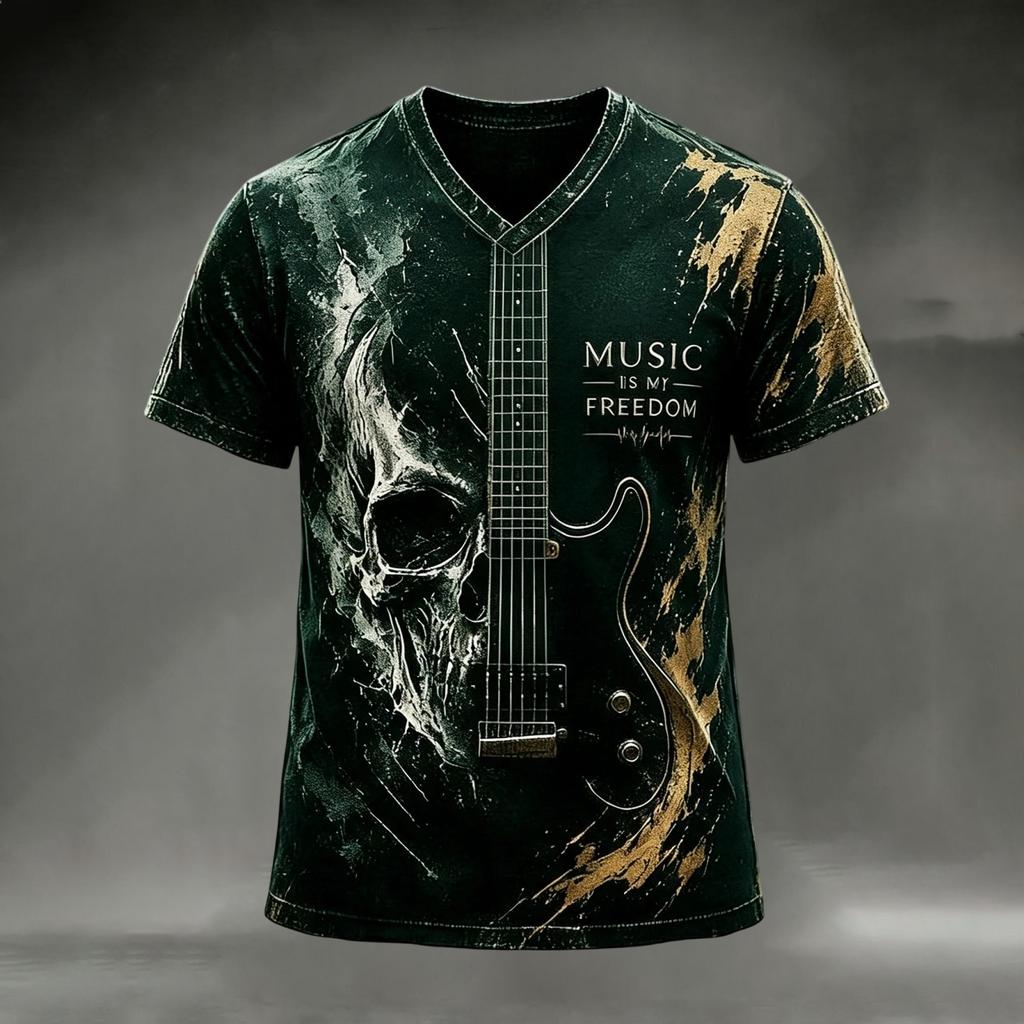 Men's Halloween Print V-Neck T-Shirt