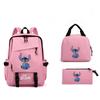 3-Piece LiloStitch Kids Backpack Cartoon Pencil Case Boys Girls Student Backpack