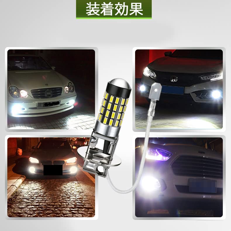 H3 LED Fog Lamp, Compatible with Vehicle Inspection, 12/24 V, 6,500 K, LED Headlight,