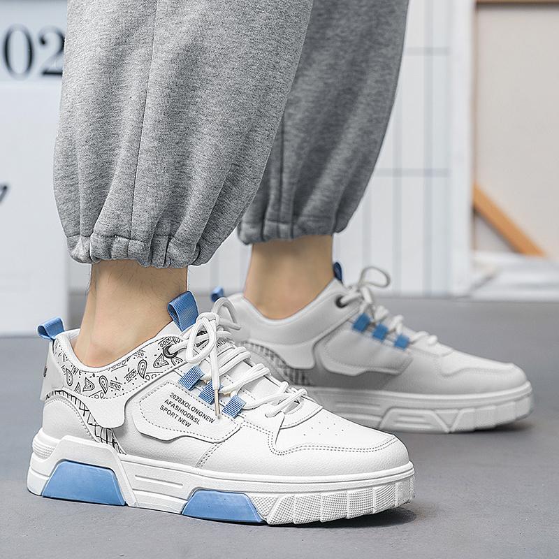 New Casual Sports Skate Shoes Trendy Men's Fashionable White Sneakers Comfortable Thick Bottomed All-Match Stylish Shoes